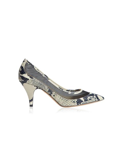 River Iconic Embossed Leather Pumps print