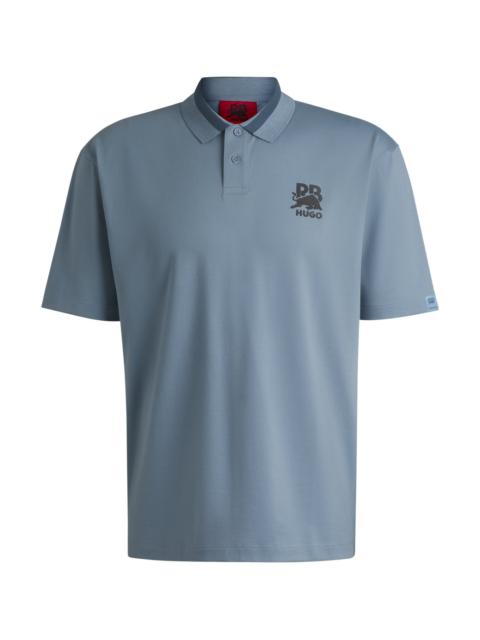 HUGO HUGO X RB STRETCH-COTTON POLO SHIRT WITH CARBON STEALTH LOGO