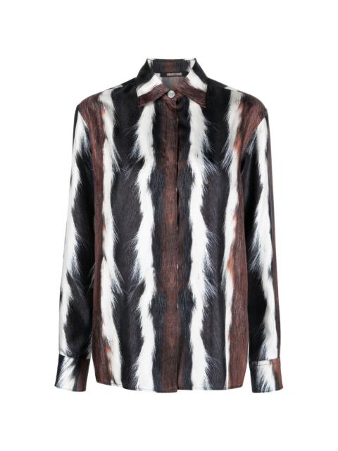 fur-print silk shirt