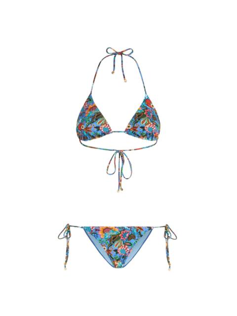 Bouquet-print bikini set