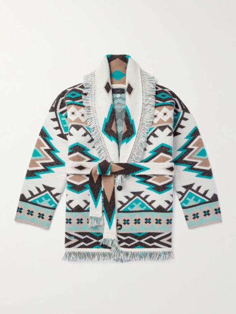 The Never Ending Winter Fringed Belted Jacquard-Knit Cashmere Cardigan