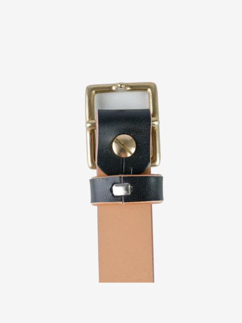 Iron Heart OGL-BELT-SQ-BLK OGL Square Brass ‘Prongless’ Buckle Leather Belt - Hand Dyed Black