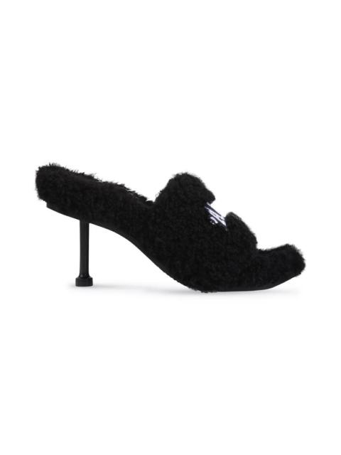 BALENCIAGA Women's Cities Paris Furry 80mm Sandal in Black