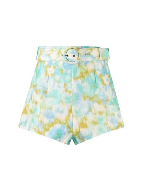 printed belted shorts