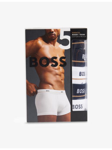 BOSS Essential Logo-Waistband Stretch-Woven Trunks