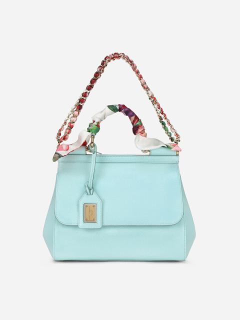 Dolce & Gabbana Medium Sicily bag in Dauphine calfskin with scarf