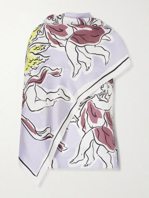 TORY BURCH Cape-effect Printed Silk-twill Top