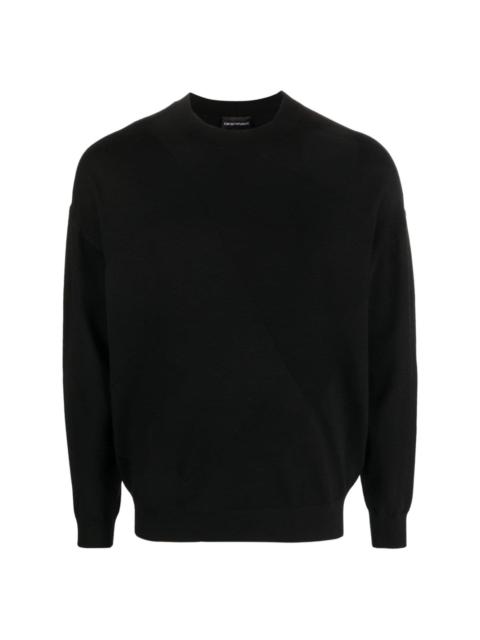 intarsia-knit logo virgin wool jumper