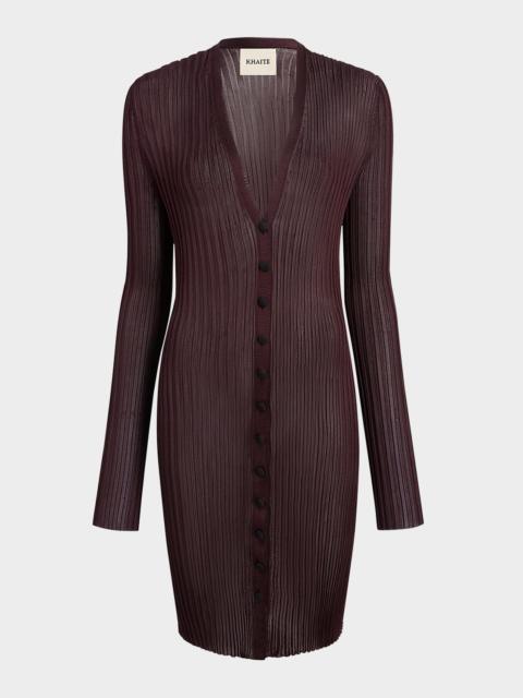 KHAITE Ramon Wide Rib V-Neck Long Cardigan