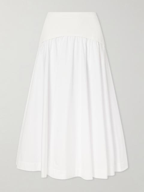 SIMKHAI Ovie Pleated Ribbed Cotton-poplin Midi Skirt