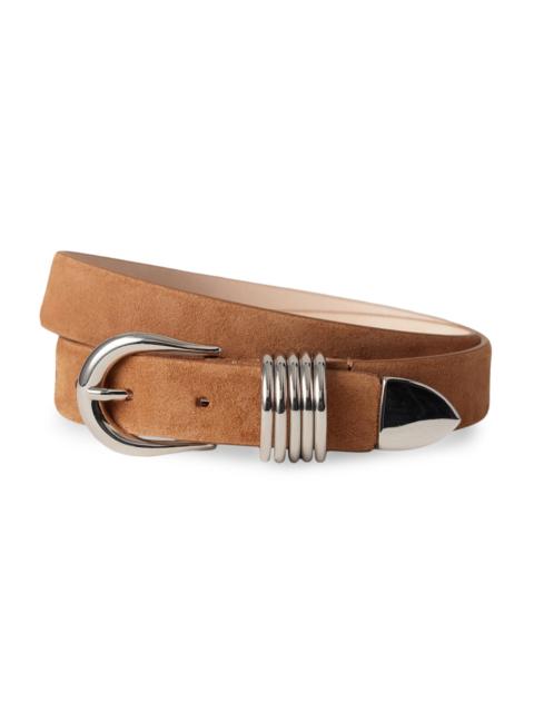 DÉHANCHE Women's Hollyhock Suede D-Ring Belt - Caramel Suede Silver
