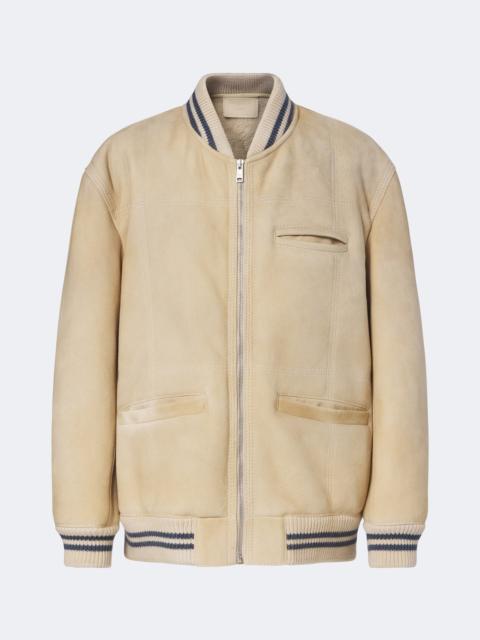Prada Wool-trimmed shearling bomber jacket