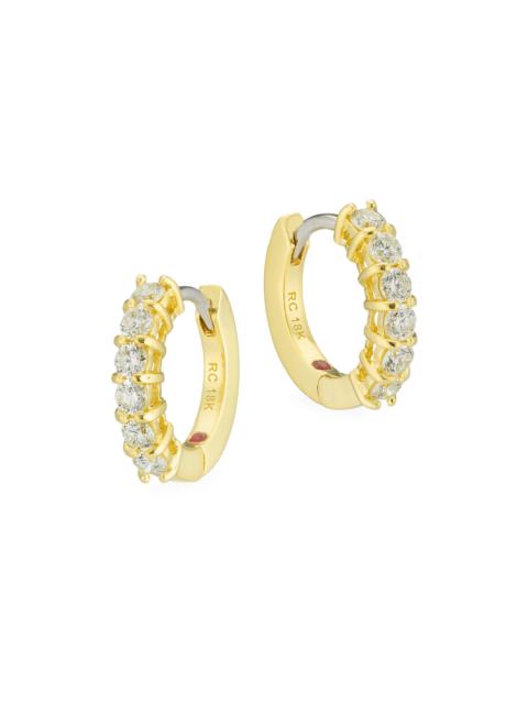 ROBERTO COIN Women's 18K Yellow Gold & 0.70 TCW Diamond Huggie Hoop Earrings/15MM - Yellow Gold