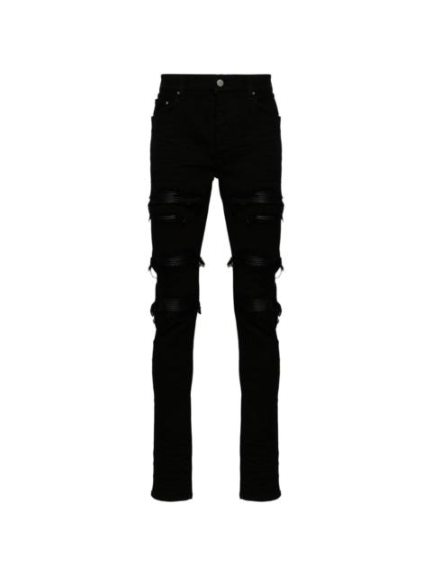 Thrasher leather-trim skinny jeans