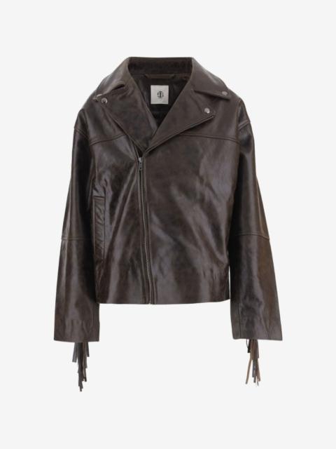 The Garment fringed leather biker jacket