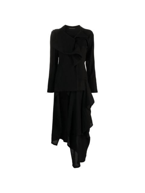 ruffle-detail asymmetric coat