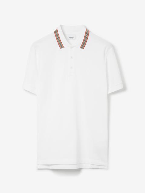Burberry Icon Stripe Collar Cotton Piqué Polo Shirt