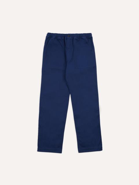 Drake's Navy Herringbone Twill Cotton Drawstring Trousers