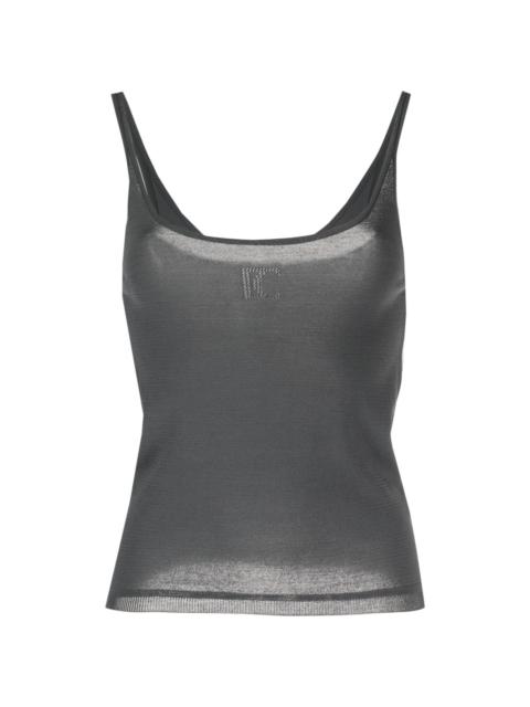perforated knit tank top