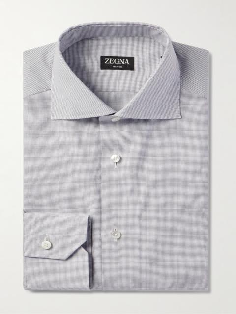 ZEGNA Cutaway-Collar Checked Cotton Shirt