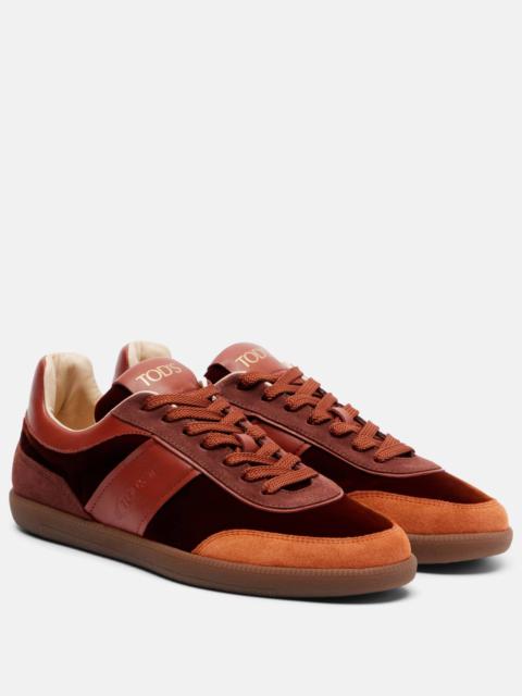 Tod's Tabs leather-trimmed velvet sneakers