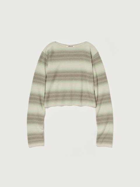 AURALEE COTTON SILK GRADIENT STRIPE KNIT BOAT NECK P/O