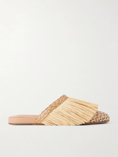ANCIENT GREEK SANDALS Fringe Raffia Slip-on Flats