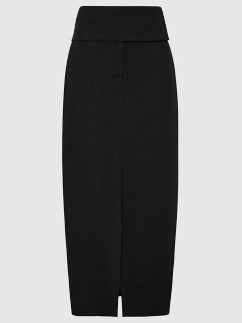 Wide Waistband Column Skirt - Black