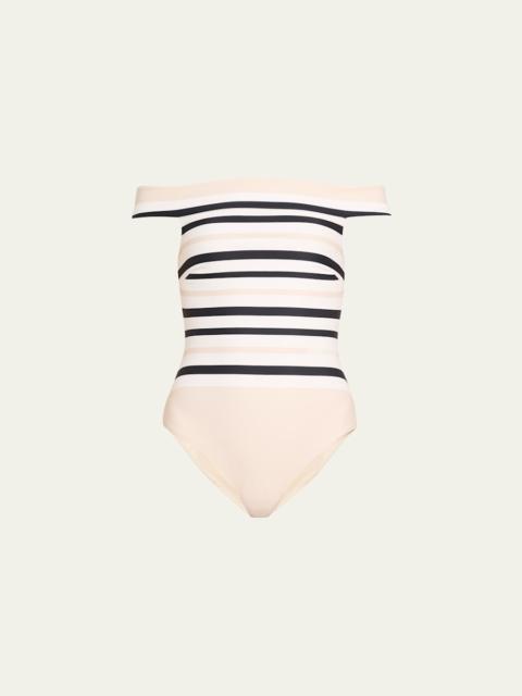 SIMKHAI Walker Off-Shoulder One-Piece Swimsuit