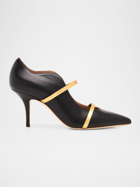MALONE SOULIERS Maureen Nappa Leather Double-Strap Pumps
