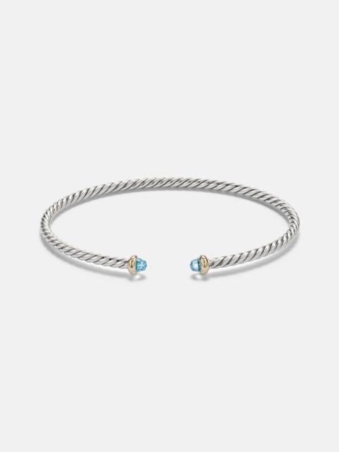 DAVID YURMAN Micro Cable Flex® sterling silver and 14kt gold cuff bracelet with topaz
