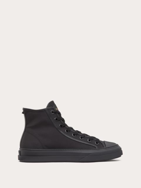 TOTALOOP NYLON AND LEATHER HIGH-TOP SNEAKER