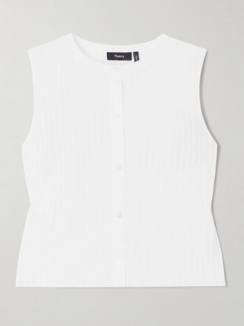 Theory Striped Cotton-voile Blouse