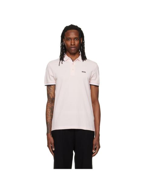 BOSS Pink Contrast-Tipped Cotton Piqué Polo