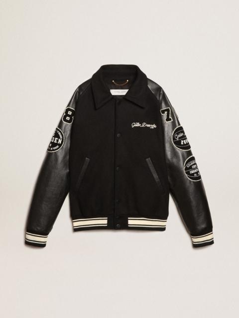 Golden Goose Black wool bomber jacket with patch