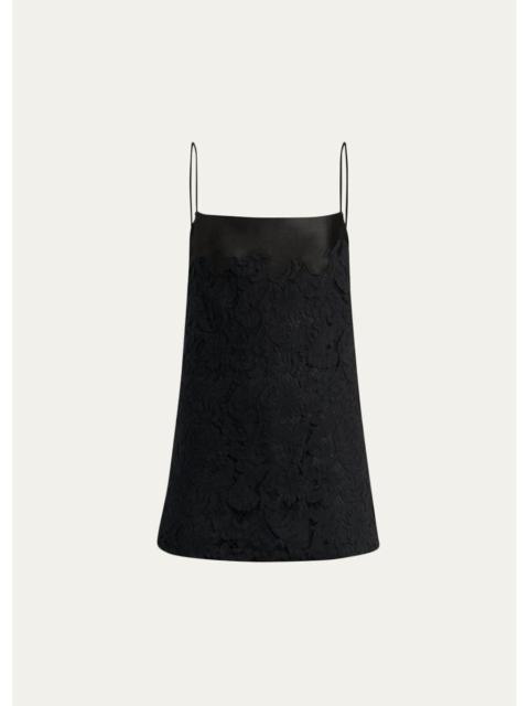KHAITE Neema Floral Lace Silk-Blend Longline Top