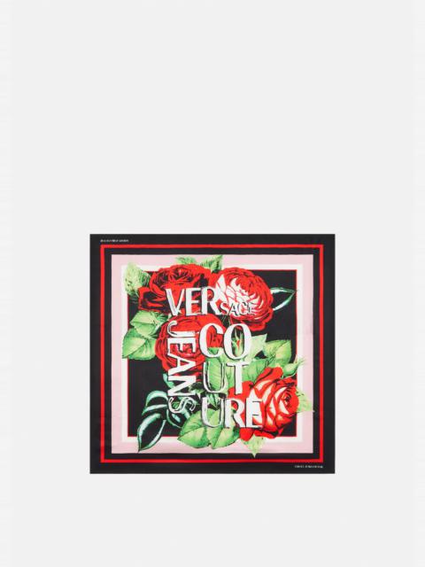 VERSACE JEANS COUTURE Roses Logo Silk Foulard