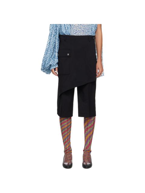 Kiko Kostadinov Black Linnet Wrap Culottes Shorts