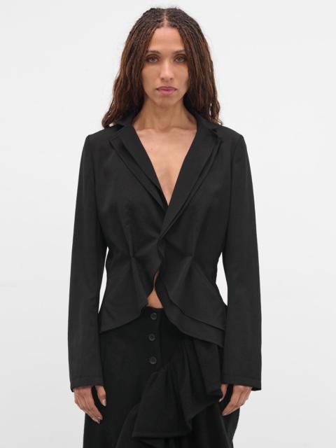 Yohji Yamamoto Black Wool Gabardine Wrinkled Blazer