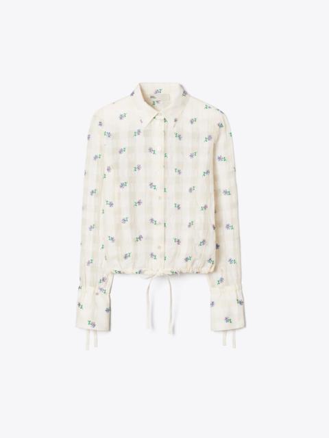 TORY BURCH Embroidered Linen Blouse