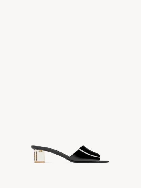 SAINT LAURENT SIP MULE SANDALS IN PATENT LEATHER