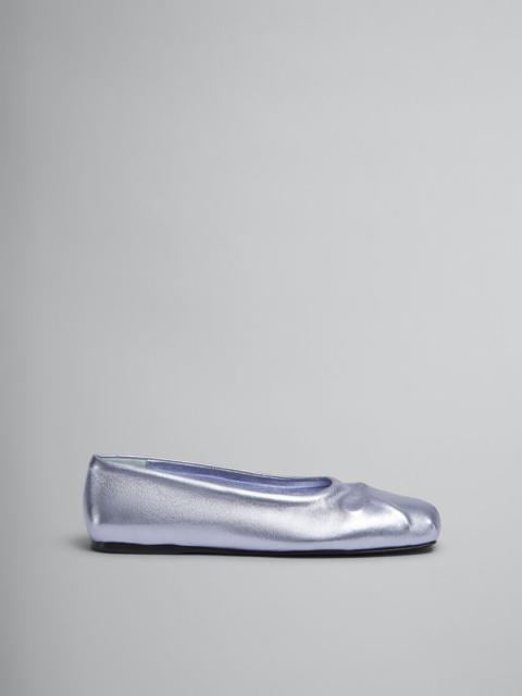 LIGHT BLUE NAPPA LEATHER SEAMLESS LITTLE BOW BALLET FLAT