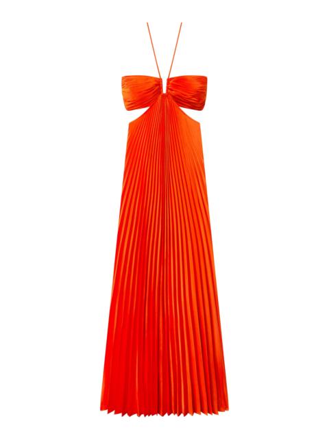 A.L.C. Moira Satin Pleated Maxi Dress