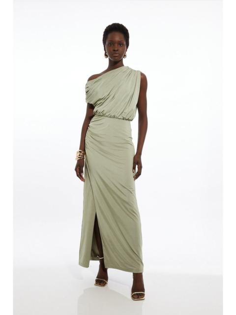 KAREN MILLEN Drapey Slinky Jersey One Shoulder Maxi Dress