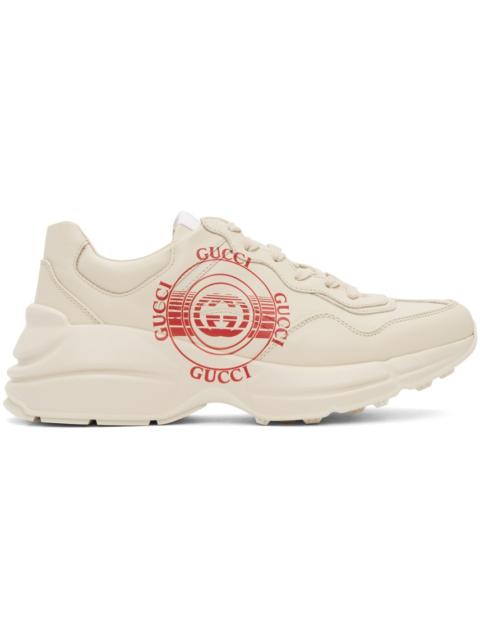 GUCCI Beige Disc Print Rython Sneakers