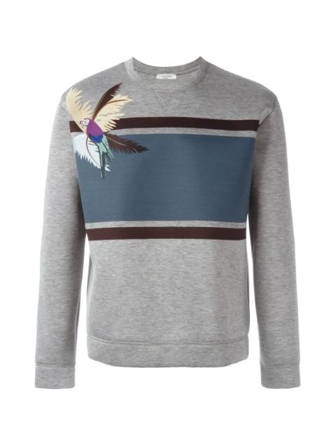 Valentino parrot-print striped sweatshirt