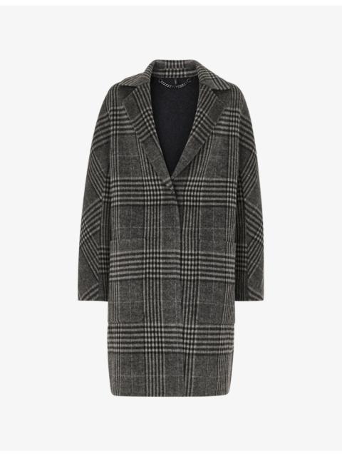 WHISTLES Cassie Double Face Check Wool-Blend Coat
