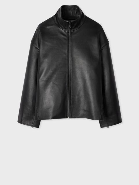 Paul Smith Women's Black Leather Bonded Jersey Lined Jacket