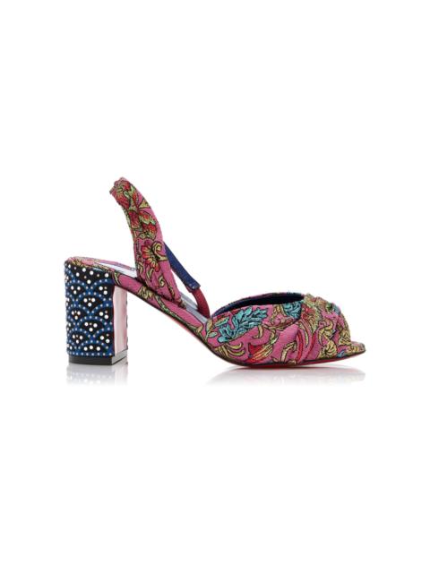 Christian Louboutin Cordelia 70 Jacquard Florea Slingback Sandals pink