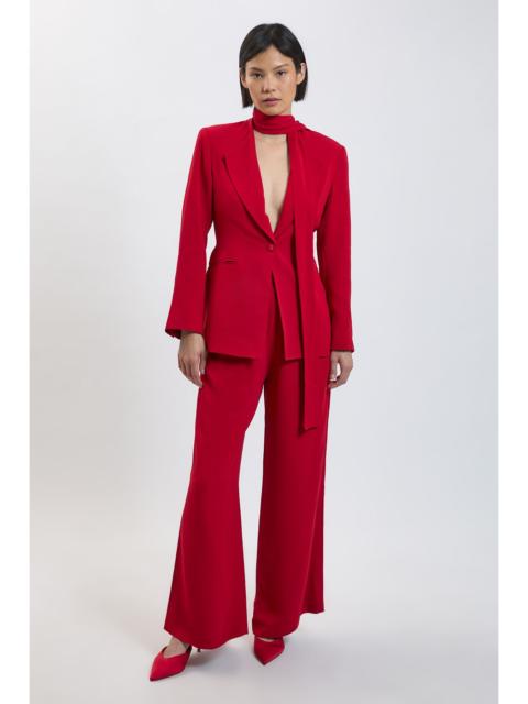 KAREN MILLEN Petite Compact Stretch Viscose Wide Leg Tailored Trouser